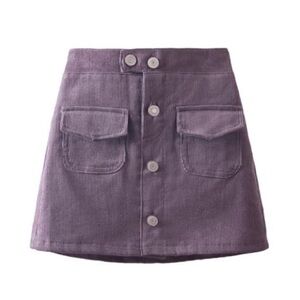 NWT. Girls 12. Welaken dark Purple Corduroy Button-Front Skirt